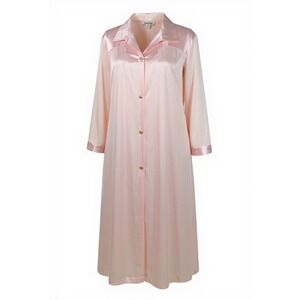 Vanity Fair Womens Pink‎ Satin Lace Trim Long Sleeve Full Length Robe L